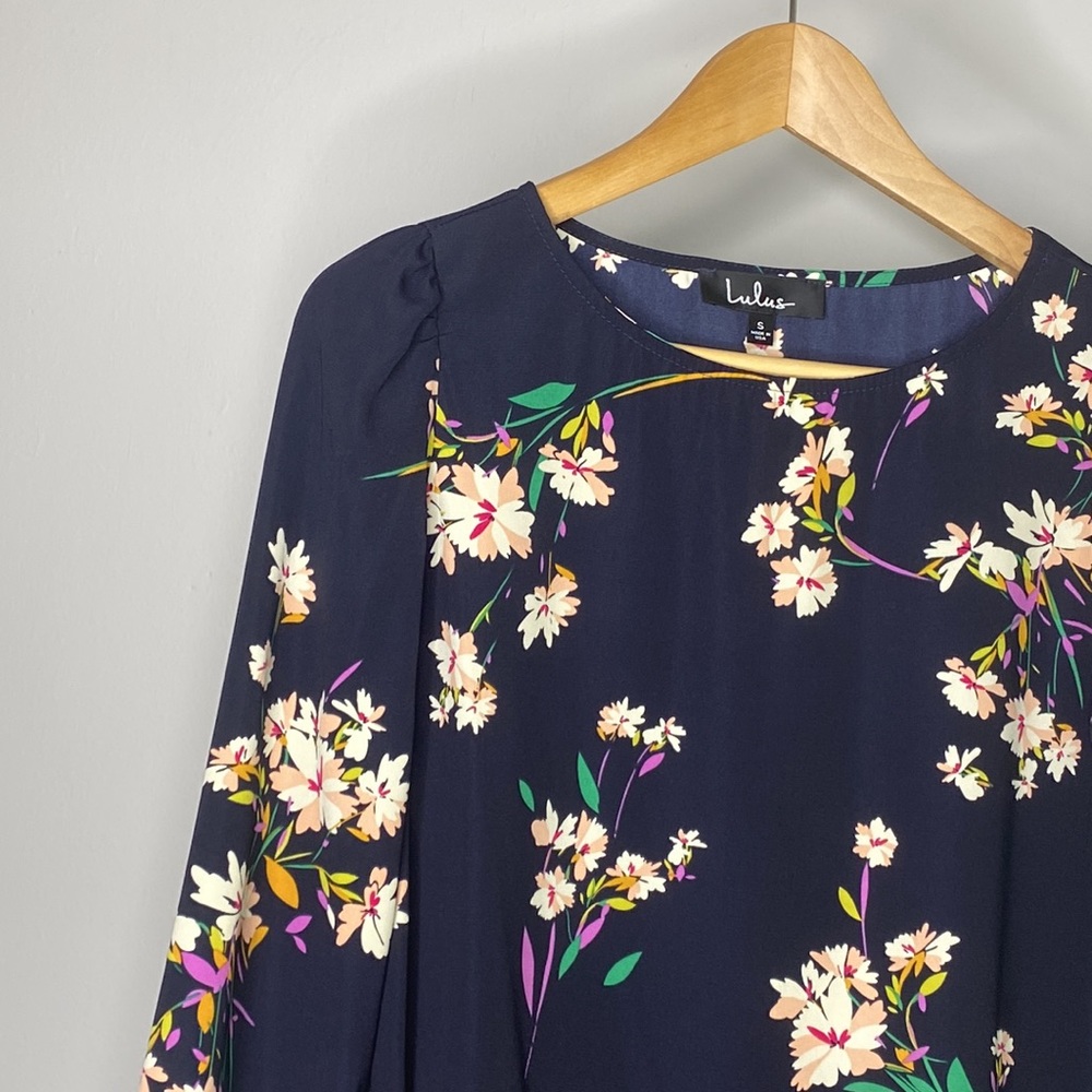 Lulu’s Herbaceous Babe Navy Floral Print Shift Dress - Picture 9 of 12